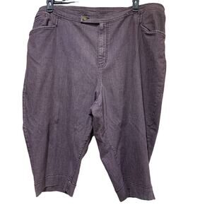 Liz & Me Plus Size 32W Faded Purple Denim Cotton Stretch Capri Pants w Pockets